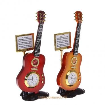 Часы настольные фигурные "Гитара с пюпитром", дискретный ход, d-3 см, 19 х 8 см, AG5