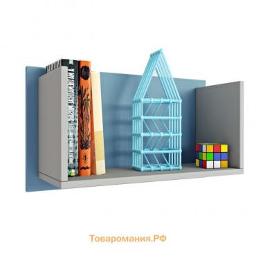 Полка книжная Polini kids Mirum 5L 600, цвет серый/голубой