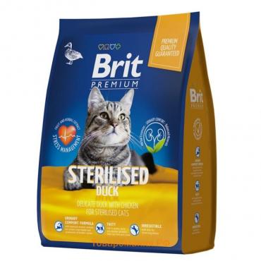 Сухой корм Brit Premium Cat Duck&Chicken для стерилизованных кошек, утка и курица, 400 г