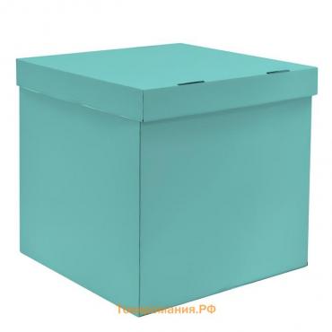 Коробка 60х60х60 см, бирюзовая, с крышкой, 1 шт.