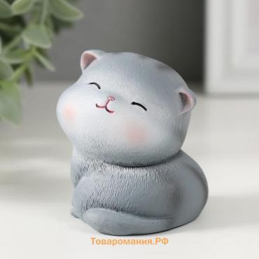 Сувенир полистоун "Довольный серый котик" 6х5,5х6,5 см
