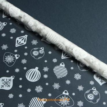 Плёнка глянцевая «Шары и снежинки», белая, 1 х 5.2 м, Новый год