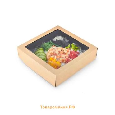 Контейнер на вынос, чёрный вельвет, 20×20×4.5 см, 1500 мл