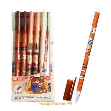 Ручка гелевая со стираемыми чернилами, стержень синий, 0.38 мм, корпус "Медвежонок", МИКС