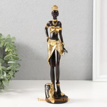 Сувенир полистоун "Африканка в золотом с кувшином в руке" 5х5х22 см