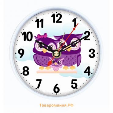 Часы - будильник настольные "Совушки", дискретный ход, циферблат d-8 см, 9.5 х 9.5 см, АА