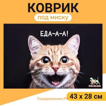 Коврик под миску "Пижон" 43 х 28 см "Еда-а-а!"